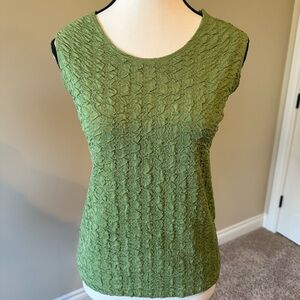 initiatives Tank Top Green Textured Sleeveless Shirt Blouse Women's Size S